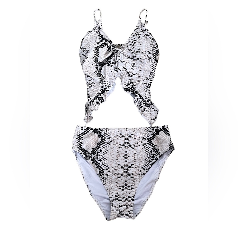Saodimallsu Women’s High Waisted Snake Print Swimsuit, Size: Large
